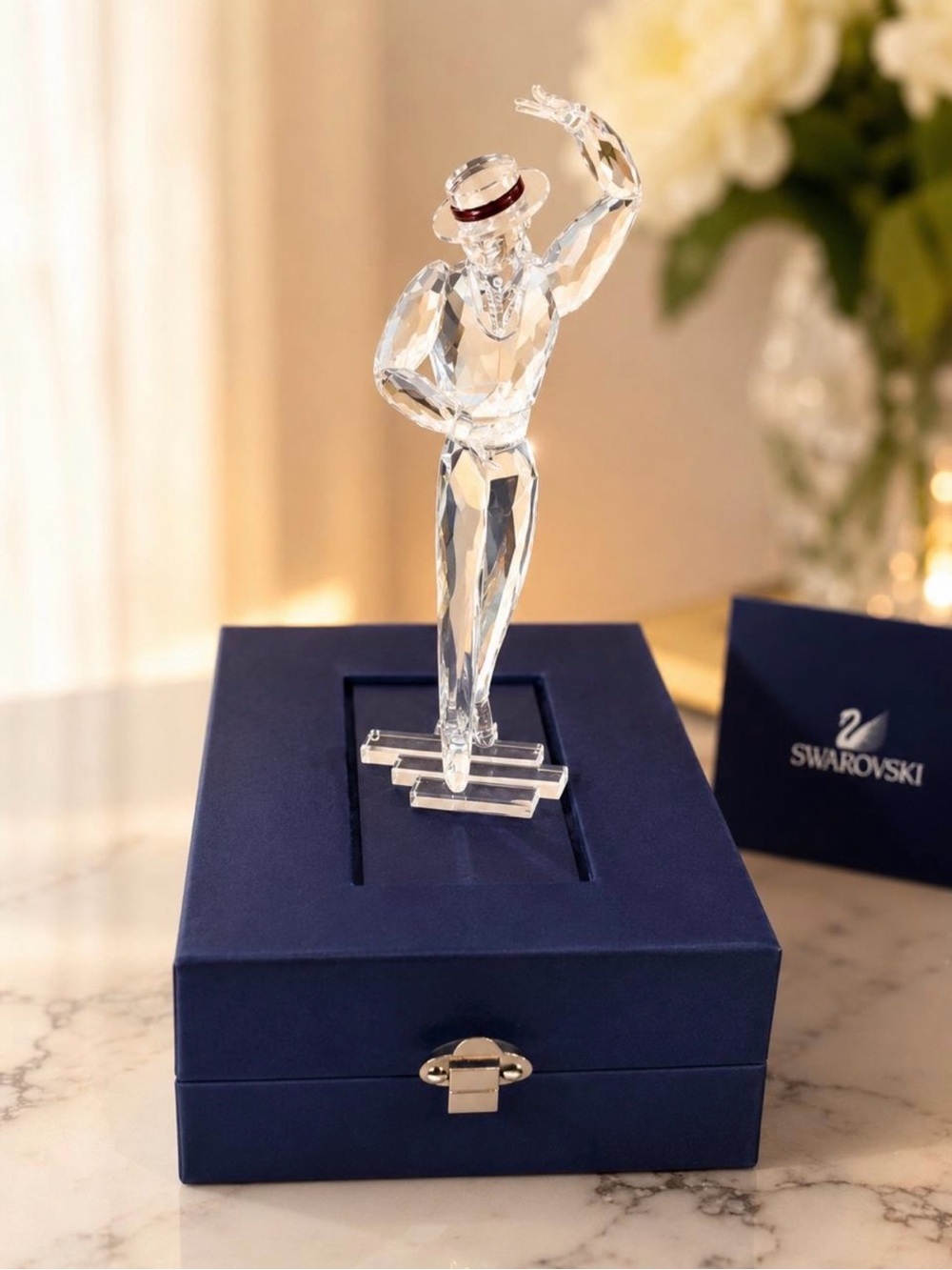 Swarovski Clear Crystal Dancer with Red Hat Accent